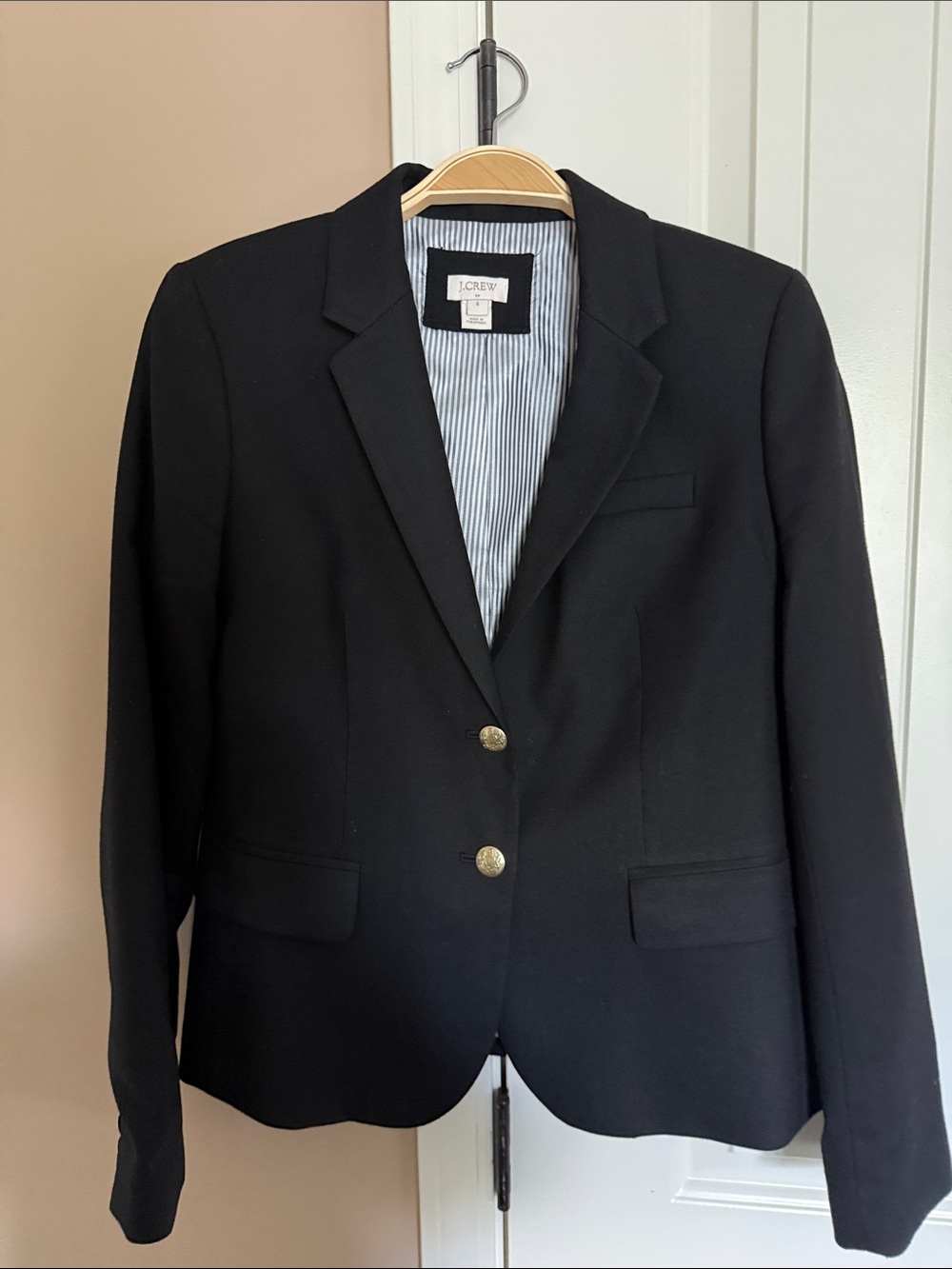 J. Crew Factory Black Two-Button Women's Blazer with Gold Buttons
